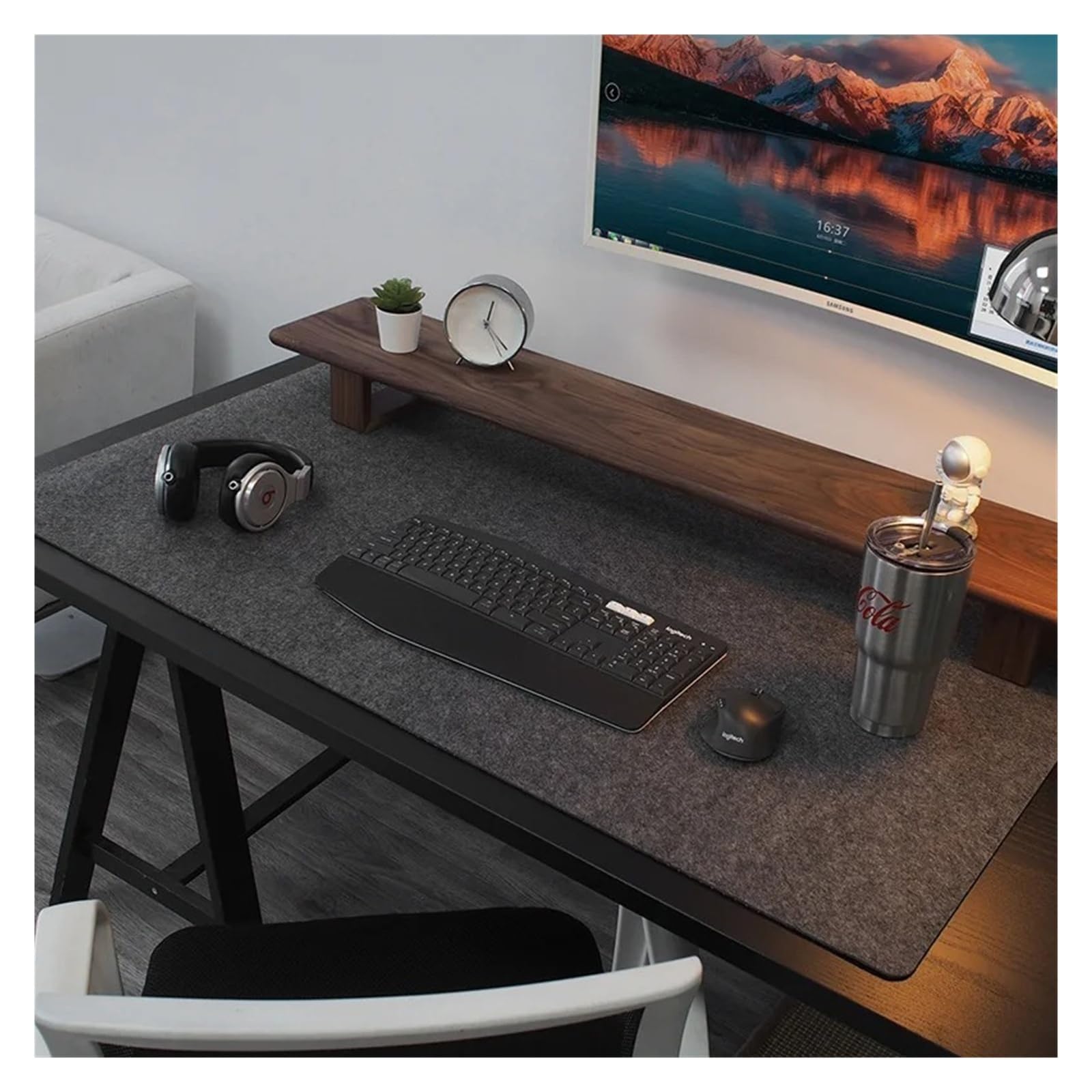 Fieltro Adhesivo Alfombrilla de ratón for Escritorio Fieltro Lana | Oficina en casa del cojín del ordenador portátil del teclado del juego antideslizante XXL(LightGray,80x40 cm)
