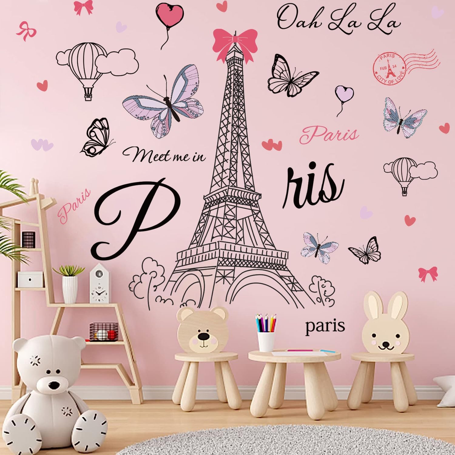 2 Sheets Paris Tower Wall Stickers Paris Eiffel Tower Peel