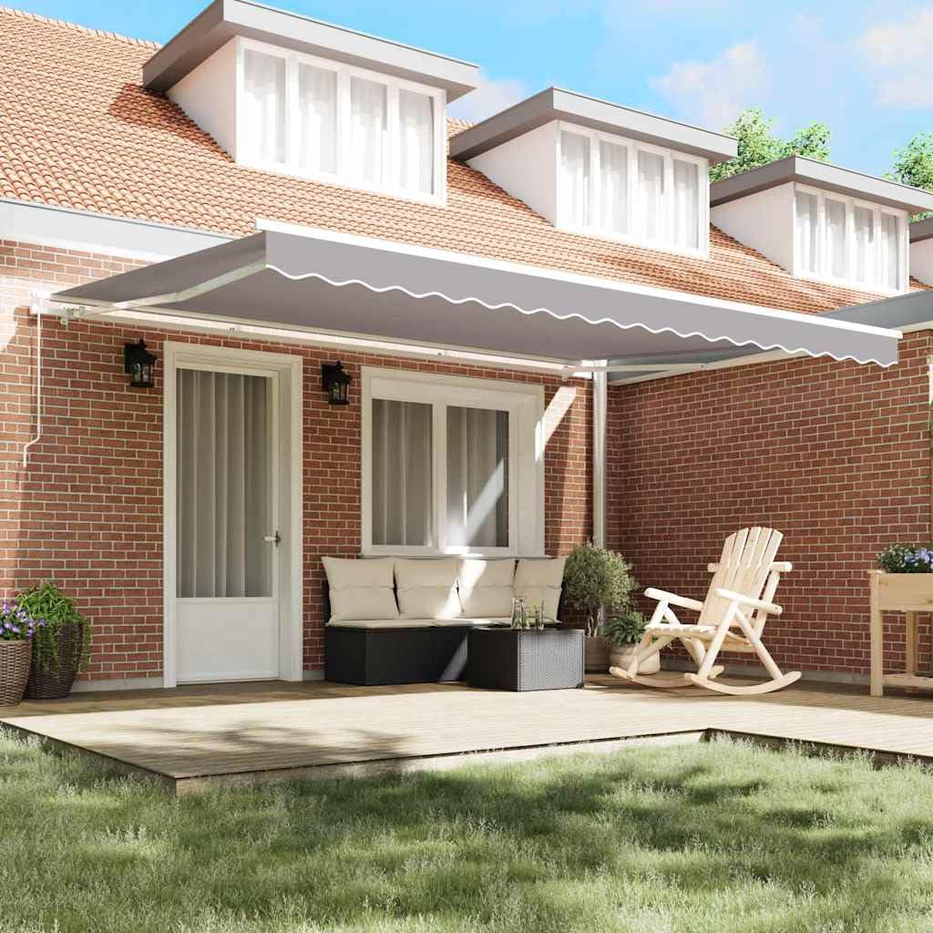 HFXHIJXQ Markise Hellgrau 450x350cm Polyester Senkrecht-Awning UV-Gewebe Balkon Terrasse Garten Retractable Gelenkarm platzsparend Garden