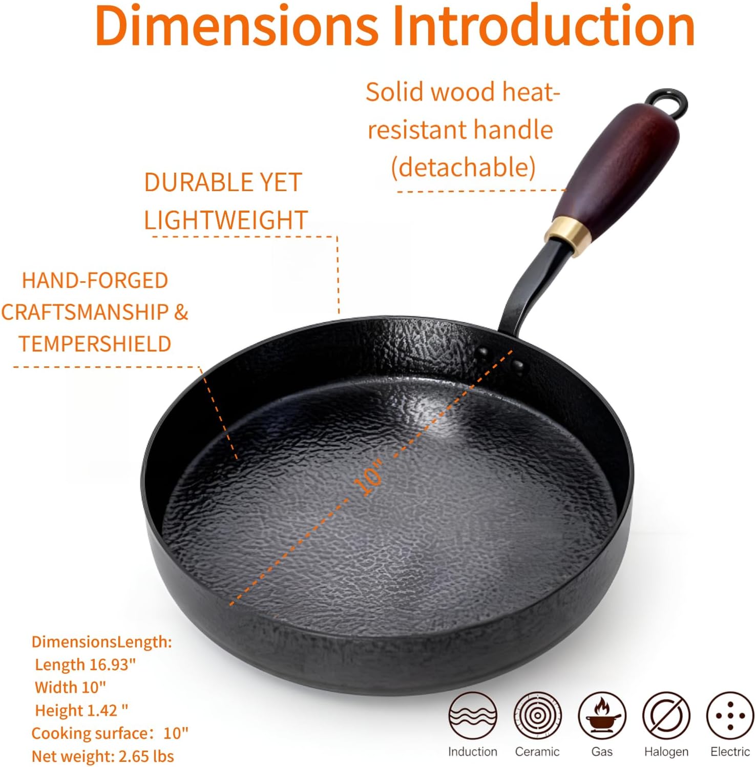 10" Pre-Seasoned Carbon Steel Pan - Fast, Even Heating - Works on Gas, Electric & Induction - Durable Commercial-Grade - Ready-to-Use, Easy Maintenance - Toxin-Free Cooking - Deep Pan - Image 3