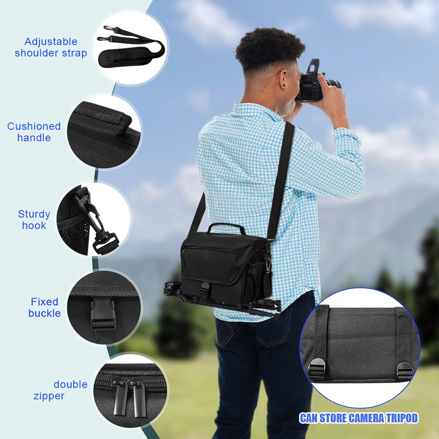 Camera Storage Bag with Rain Cover and Holder for Travel Photography Enthusiasts Camera Protective Bag