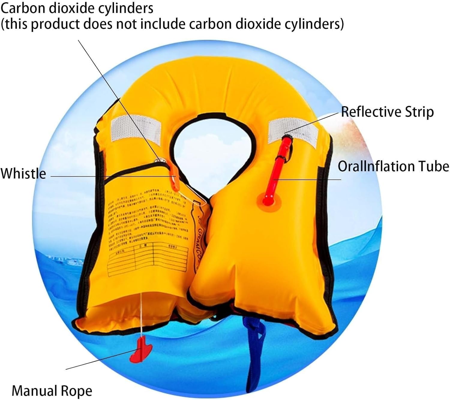 Inflatable Kayak Vest Adult PFD, 150N Emergency Kayak Vest with Whistle, Reflective Strips for Kayaking, Fishing, Paddle Boarding, and Water Sports