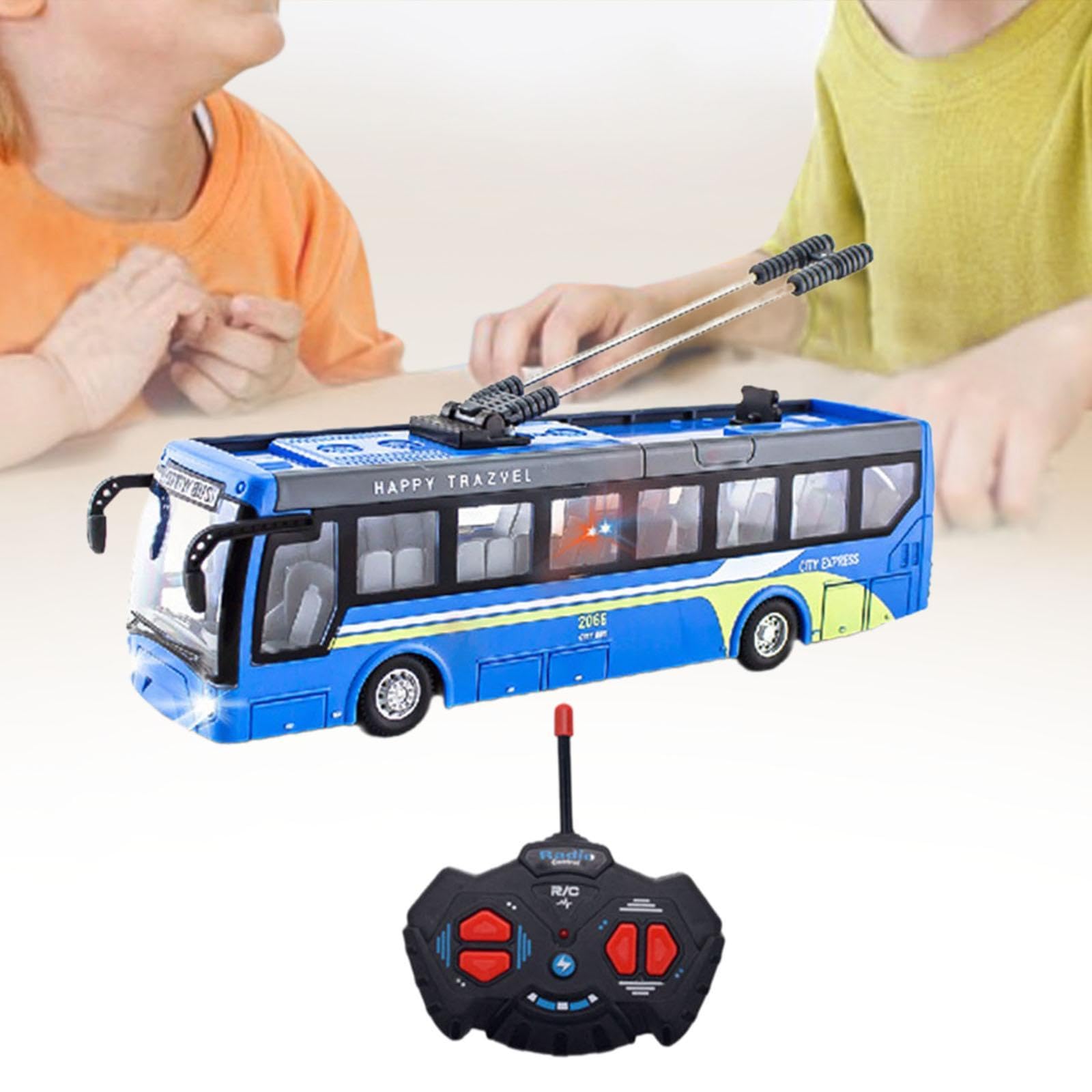 Ferngesteuerter Spielbus 1:32 27 MHz, Türen Zum Öffnen, Modell für Kinder, Jungen, Ferngesteuerter Schulbus, Blau Kurz