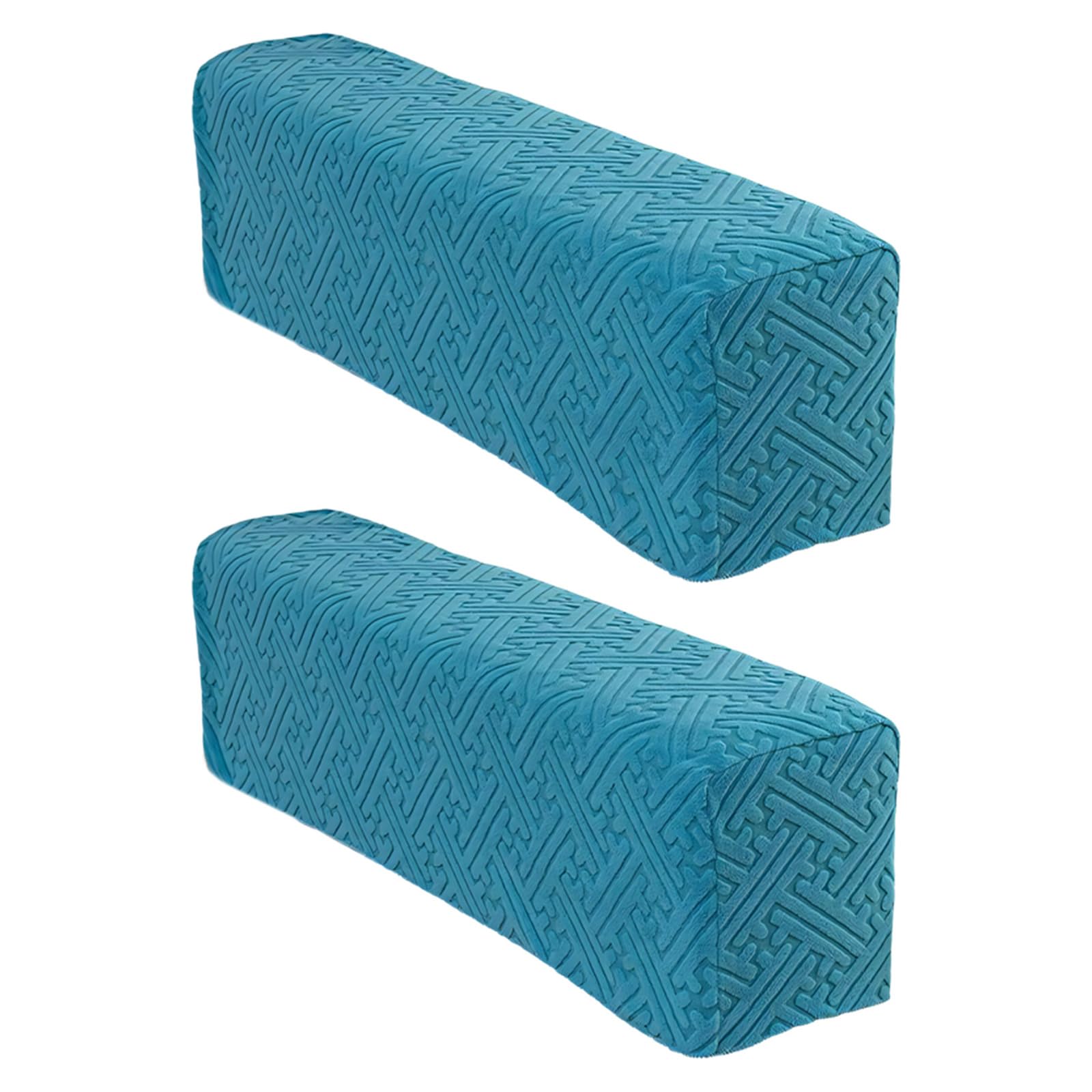 Carotoe Bluestone Blue 2Pcs Elastic Armrest Covers For Sofas Nonslip Skirt Design Fit Most Furniture Sofa Arm Slipcovers Arm Chair Protectors Nonslip Couch Protectors