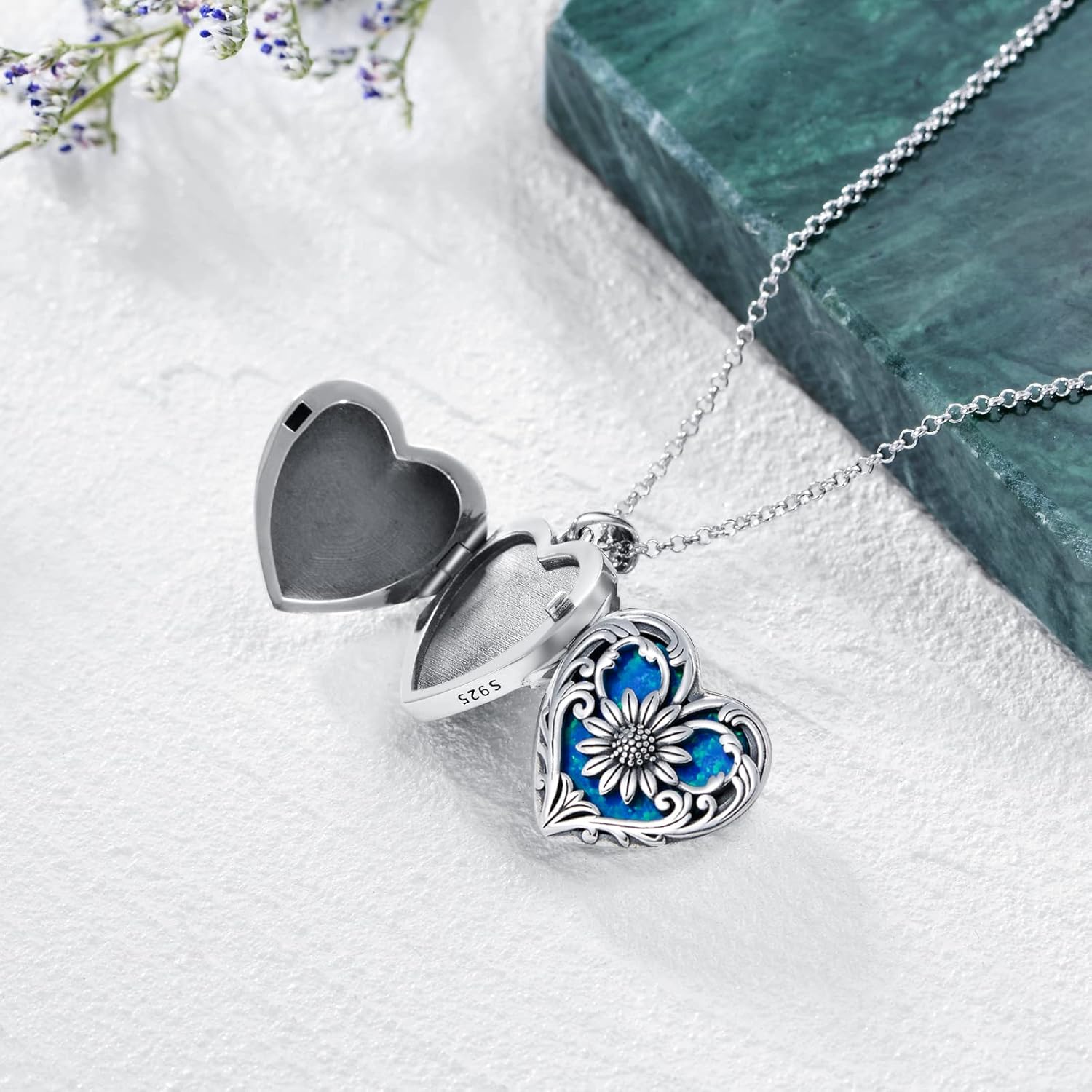 SOULMEET Personalized Silver Locket Necklace That Holds Pictures Photo Keep Someone Near to You, Memorial Custom Lockets Necklaces Letters Engraving for His Her - Image 3