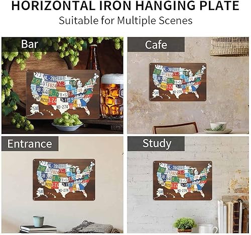 Miniatura 3 de Letrero de hojalata para matrícula, diseño vintage de Estados Unidos, adecuado para habitación, baño, cueva, bar, cafetería, garaje, jardín y