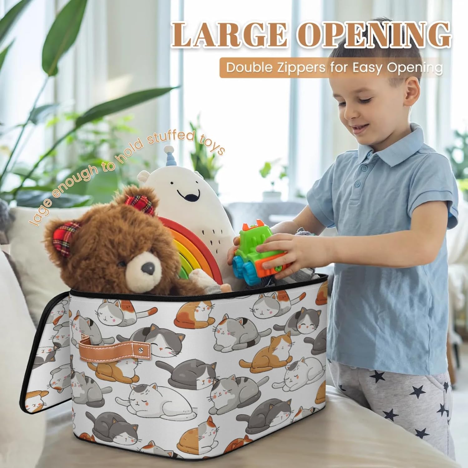 2-Pack Storage bins with lids - 26 quart organizer bins - Collapsible fabric storage bins with sturdy handles and double zipper tops - Versatile for home, toys, dorm rooms