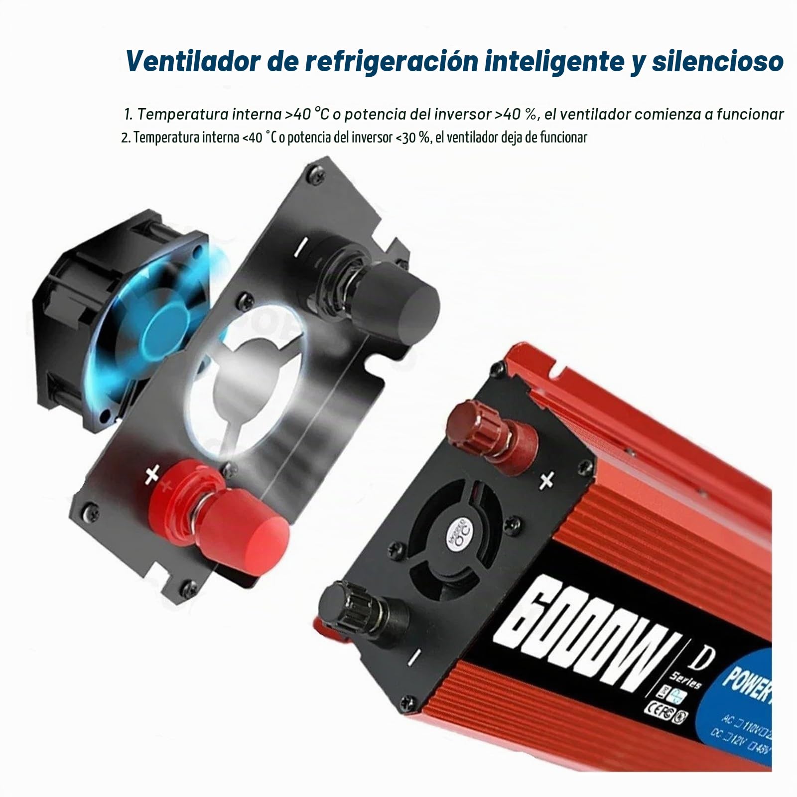 Inversor Potencia Inversor Inteligente Portátil 6000W 12V/24V/48V 110V/220V CA Puerto USB Abrazaderas Cocodrilo Camiones RV Todo Mundo Certificación CE Convertidor(48V,220V 50Hz)