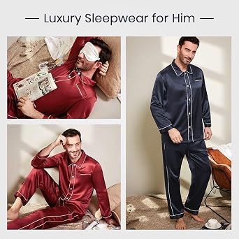 LilySilk Silk Pajamas Set for Men Christmas Most Comfortable Sleepwear