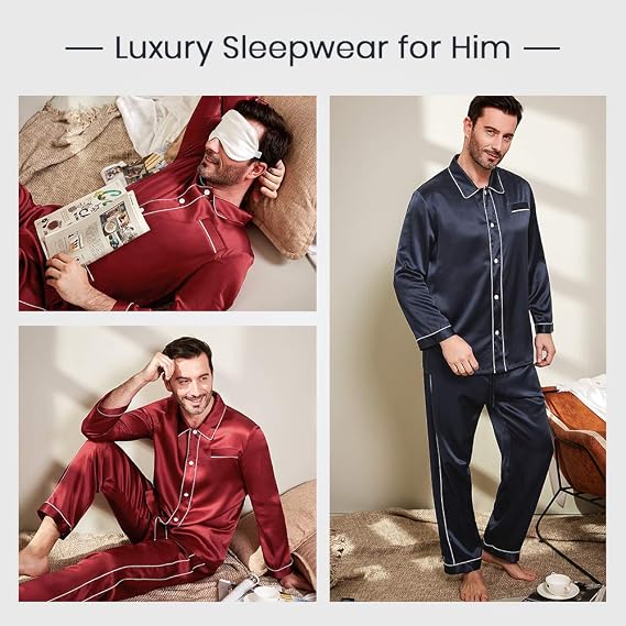 LilySilk Silk Pajamas Set for Men Christmas Most Comfortable Sleepwear