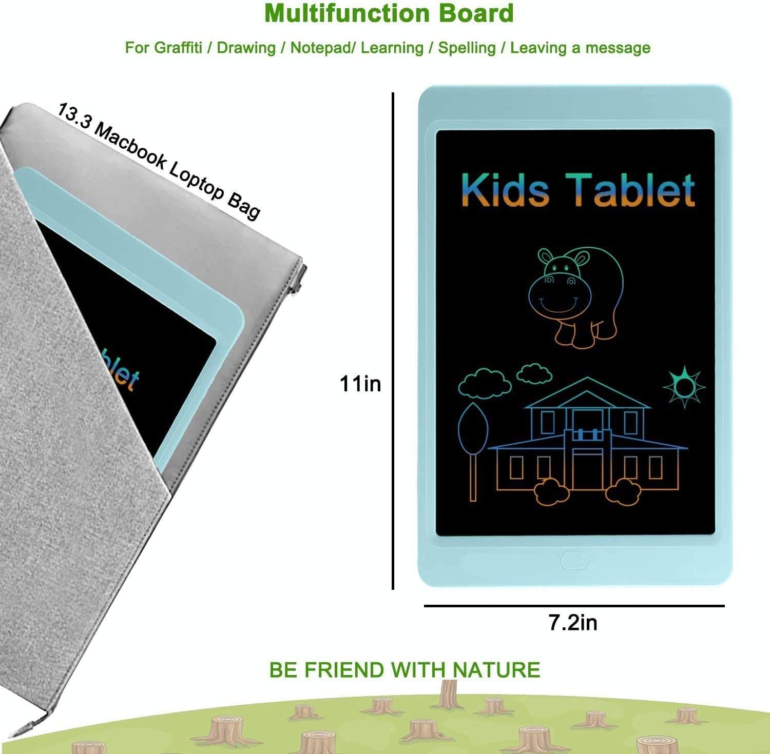 Lacoti LCD Writing Tablet,Kids Writing Board and Kids Doodle Pad,12 Inch Colorful Drawing Tablet Toy Kids 2+ Years Old Learning Graffiti(Blue)
