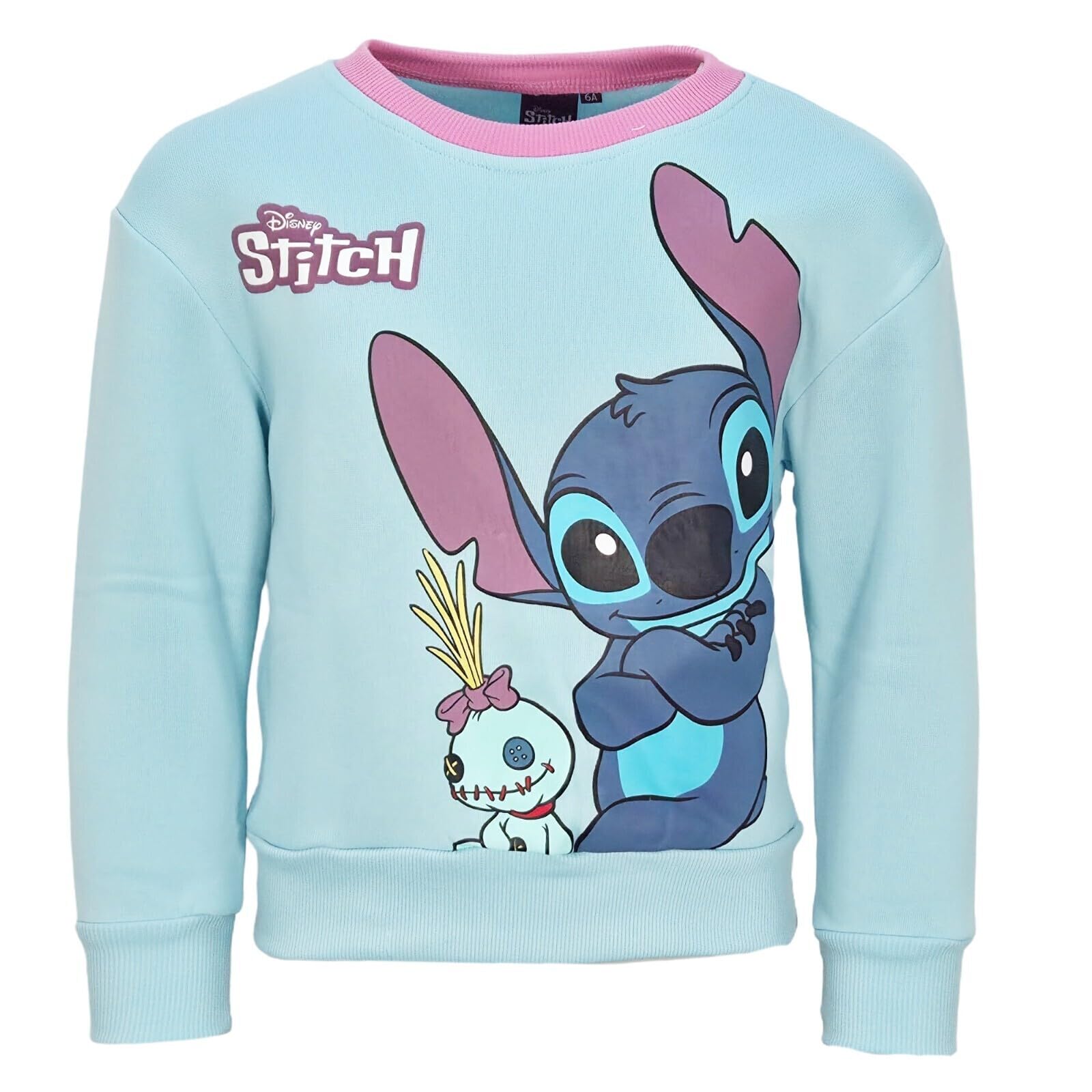 Disney Lilo & Stitch Kinder Pullover – Mädchen Sweater mit Stitch & Scrump Motiv – Gr. 92–128 – 100% Polyester – in Blau oder Rosa