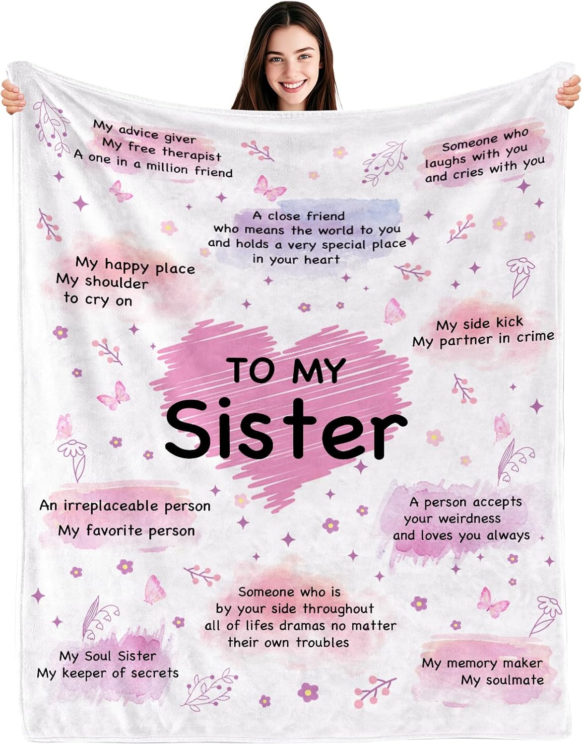 Sister Blanket Gift - Christmas Birthday Gifts for Sisters, Sisters Gifts from Sister, to My Sis Throw Blanket, 50"x60"