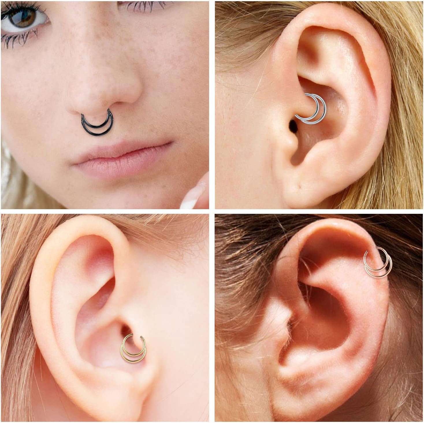 18G Septum Nose Ring Septum Daith Helix Conch Piercing Jewelry Septum Daith Jewelry Septum Hoop Septum Piercings Septum Clicker Stainless Steel Nose Rings Hoop 8mm Cartilage Daith Helix Earrings Gold - Image 5