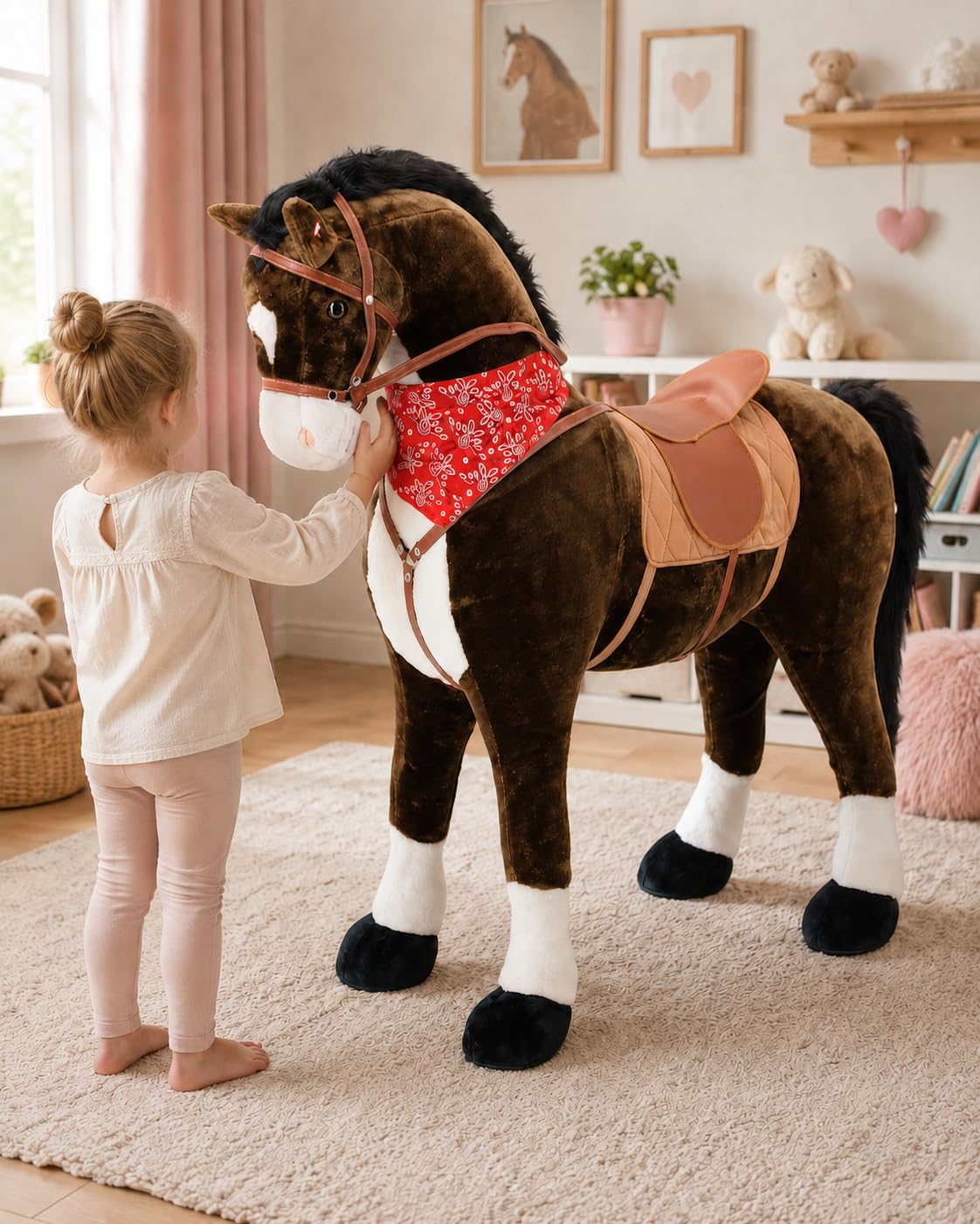 Sweety Toys 9046 Plüsch Pferd XXL Riesen Stehpferd Reitpferd 125 cm | robustes Pferd zum Reiten für Kinder