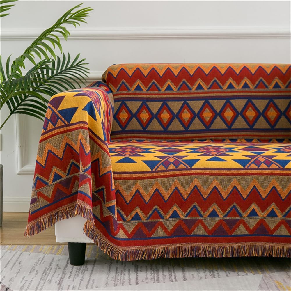 Boho Throw Blankets Reversible Woven Blankets Cover Hippie for Couch Bed Recliner Sofa Bohemian Tapestry Colorful Furniture Protector Cover for Home Décor, Astrology, Double Side, 50"x70" - Image 4