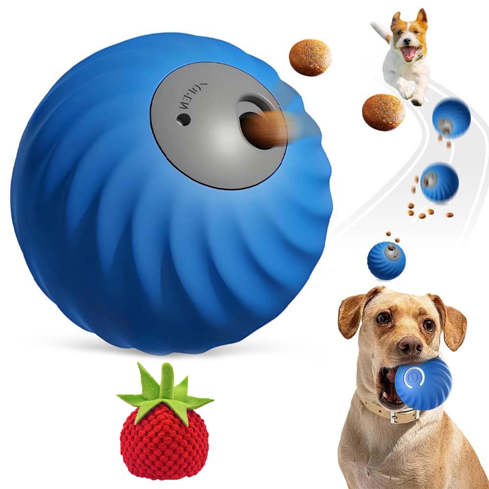 Interactive Dog Treat Dispenser Ball – Smart Moving Puzzle Toy for Dogs & Cats, Automatic Food Dispensing Slow Feeder, Mental Stimulation Toy for Boredom & Anxiety, Durable Chew-Resistant Pet Toy