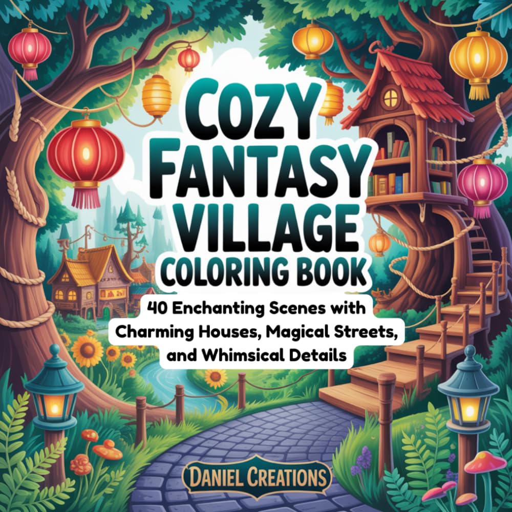 Cozy Fantasy Village Coloring Book: 40 Enchanting Scenes with Charming Houses, Magical Streets, and Whimsical Details