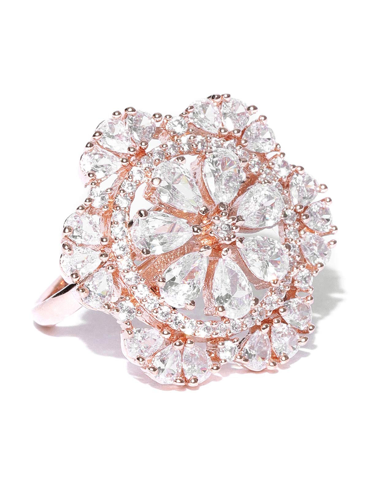 ZAVERI PEARLS Sparkling Cubic Zirconia Rose Gold Adjustable Finger Ring For Women-ZPFK8385 (B07N4LKT1K) Amazon Price History, Amazon Price Tracker