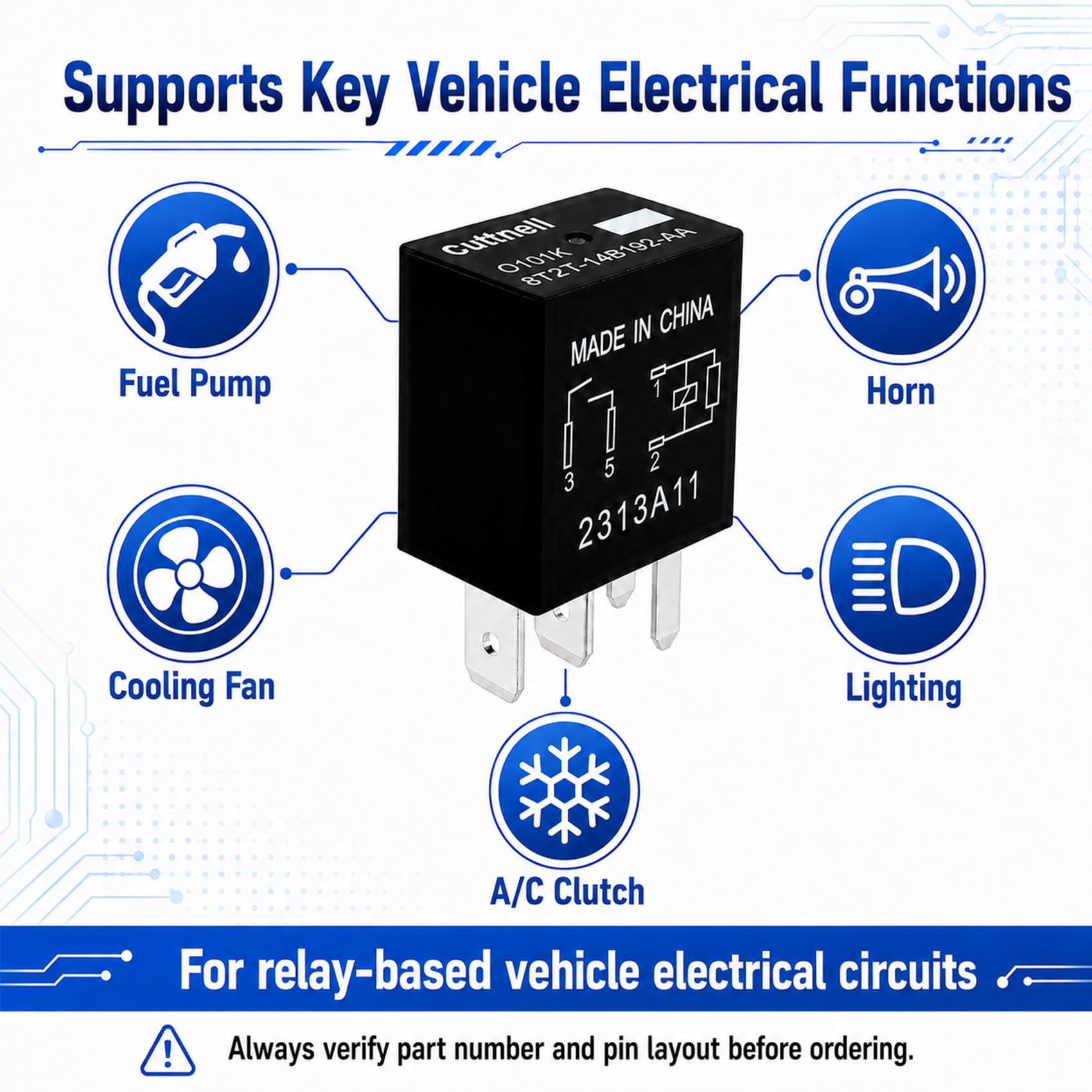 Paquete de 6 relés automotrices 8T2T-14B192-AA 12V 40A 4 pines