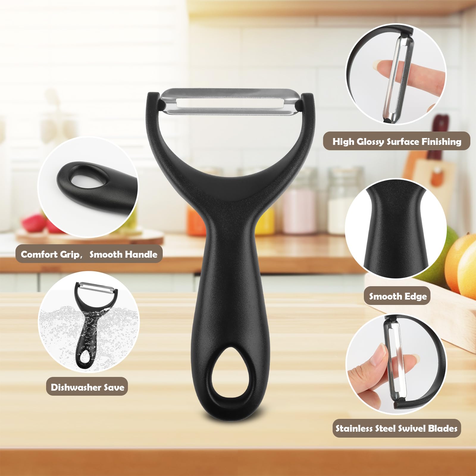 Pelapatate Professionale 5 In 1 – 2 Pezzi Con Lama In Acciaio Inox, Apribottiglie, Scavatore Fori E Coperchio Di Sicurezza, Per Patate, Frutta E Verdura, Ideale Per Picnic E Viaggi