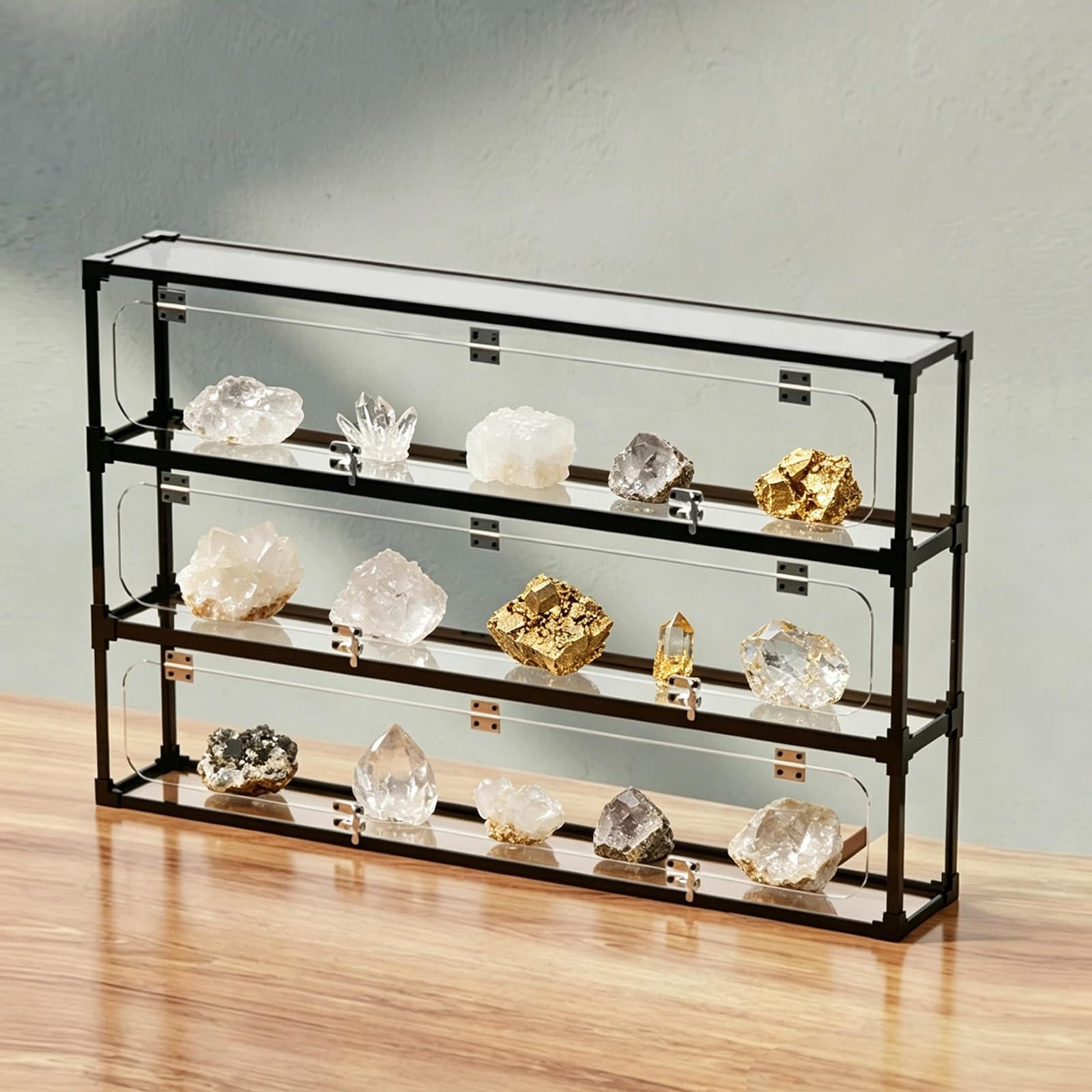 Dustproof Figure Protection Showcase, Stackable Acrylic Model Box for Home Office Shopping Mall, Clear Acrylic Containers for Display(3tier-70x10x44cm/27.5x4x17.3in)