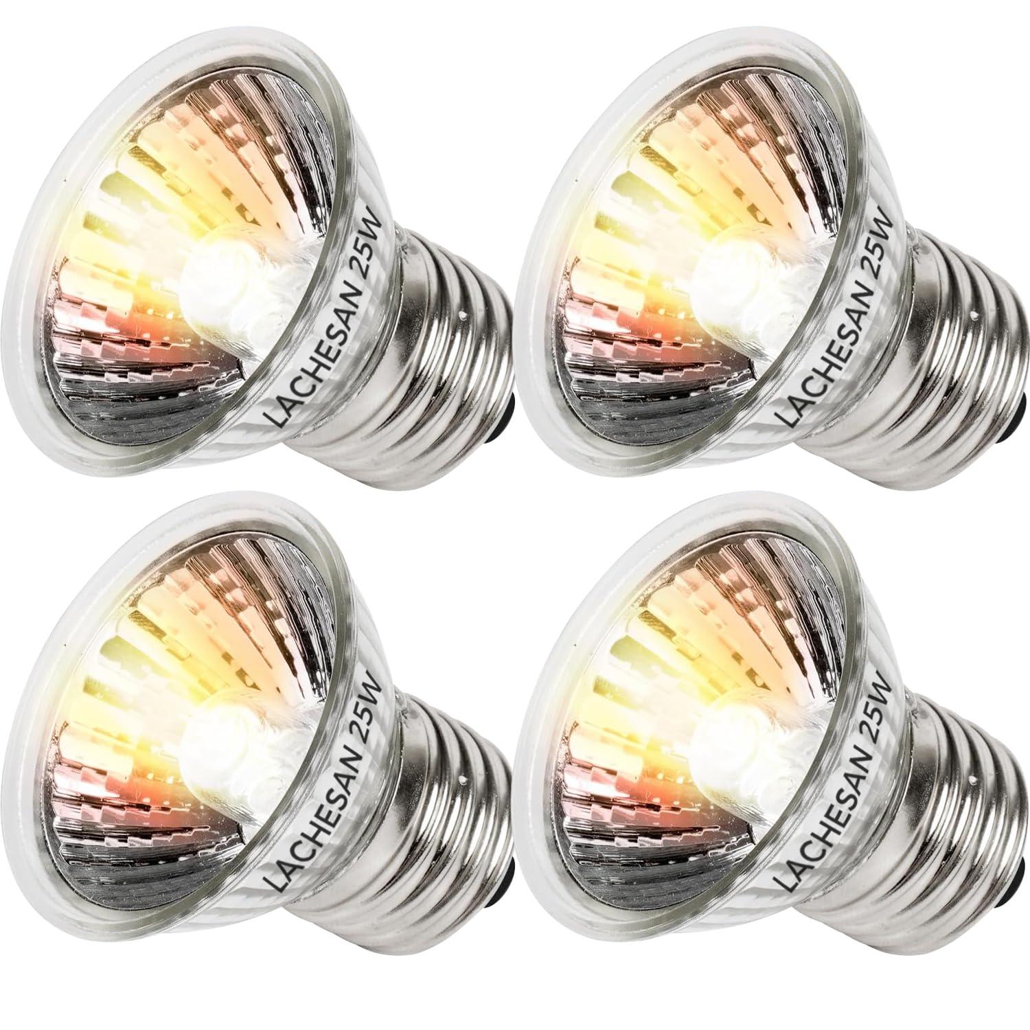 Lachesan 4-Pack 25W UVA Bulbs, Fit E26 Heat Reptile Lamp, Light Turtle Heat Lamp for Reptiles and Amphibian Tanks, Terrariums and Cages, Works with