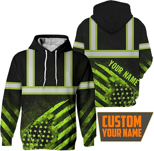 Miniatura 2 de Sudadera con capucha de alta visibilidad con la bandera de Estados Unidos para hombre, sudadera con capucha reflectante de seguridad para