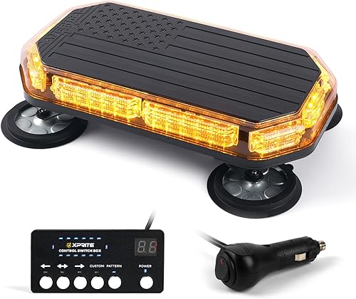 Xprite 42 luces LED estroboscópicas para techo, barra de luz de advertencia de peligro de alta visibilidad con panel de control y patrón de bandera