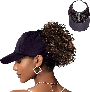 Red by Kiss Satin-Lined Backless Baseball Cap, Comfortable Fit Adjustable Hat for Ponytail Designs Fashion Black