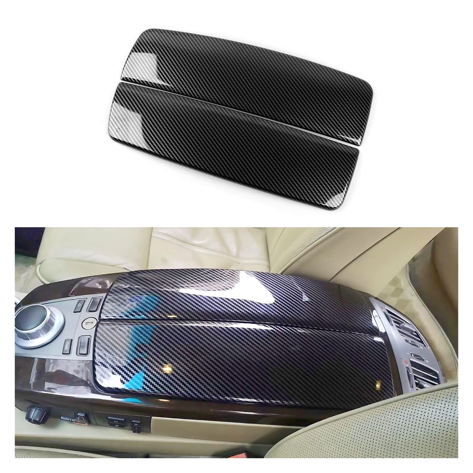 Dla BMW serii 7 E65 E66 2001-2008 osłona z włókna węglowego podłokietnik samochodowy schowek na konsolę środkową naklejka na pudełko Auto akcesoria do przycinania straż zestawy naklejek