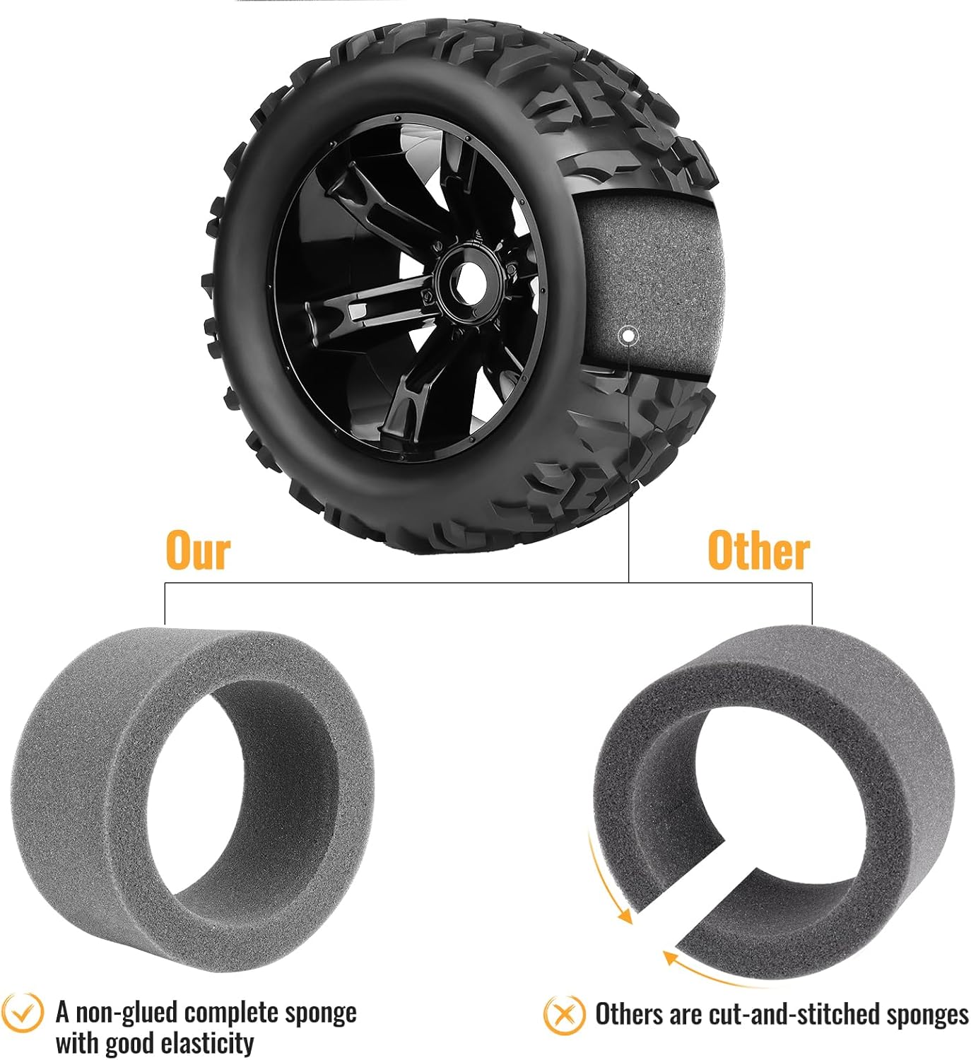 Preglued 1/8 Monster Truck Ties and Wheels OD 5.9" 17mm Hex MT Tires Wheels Set fit Traxxas Maxx E-Revo 2.0 3.3 Summit Revo 3.3 Arrma Kraton Outcast 4-6S Brushless Power