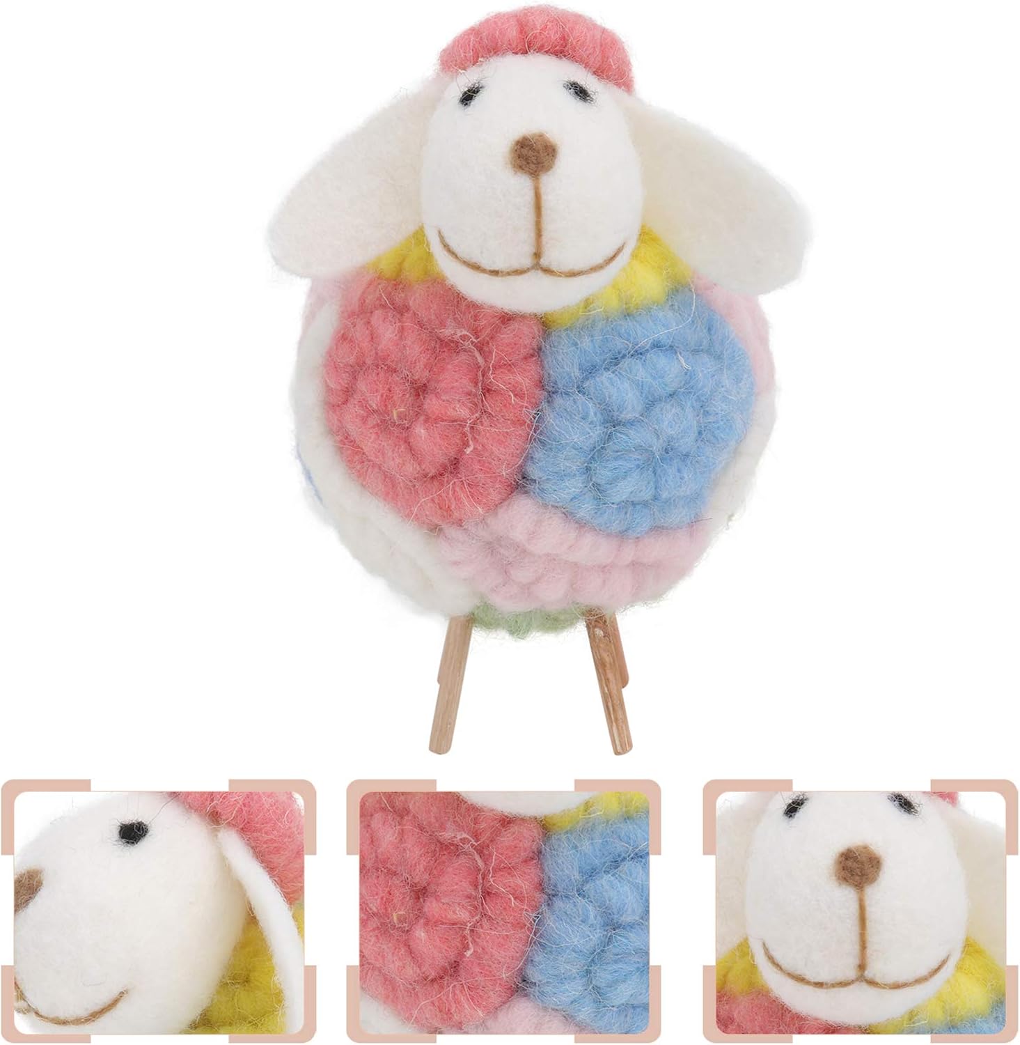 Storehappinessインテリア 羊 子羊 置物 子供部屋 卓上 木 おしゃれ ふわふわ 布 誕生日プレゼント かわいい 羊毛フェルト リアル ぬいぐるみ 飾り