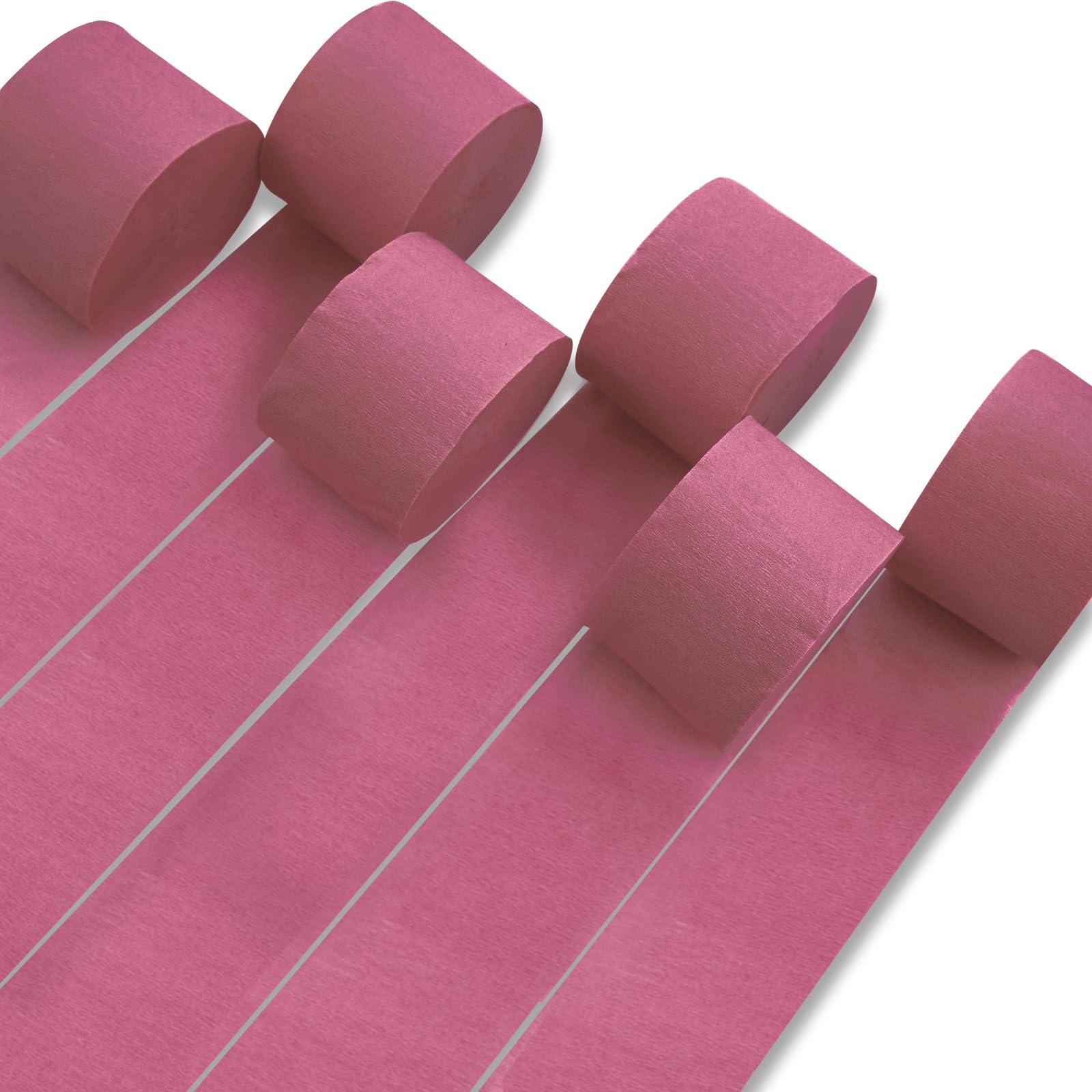 PartyWoo Pink Crepe Paper Streamers 6 Rolls 492 ft Pack of Mauve Dusty Pink Crepe Paper Rolls for Graduation Gender Reveal Wedding Baby Shower Birthday Party Decorations (1.8 Inch x 82 Ft/Rolls)