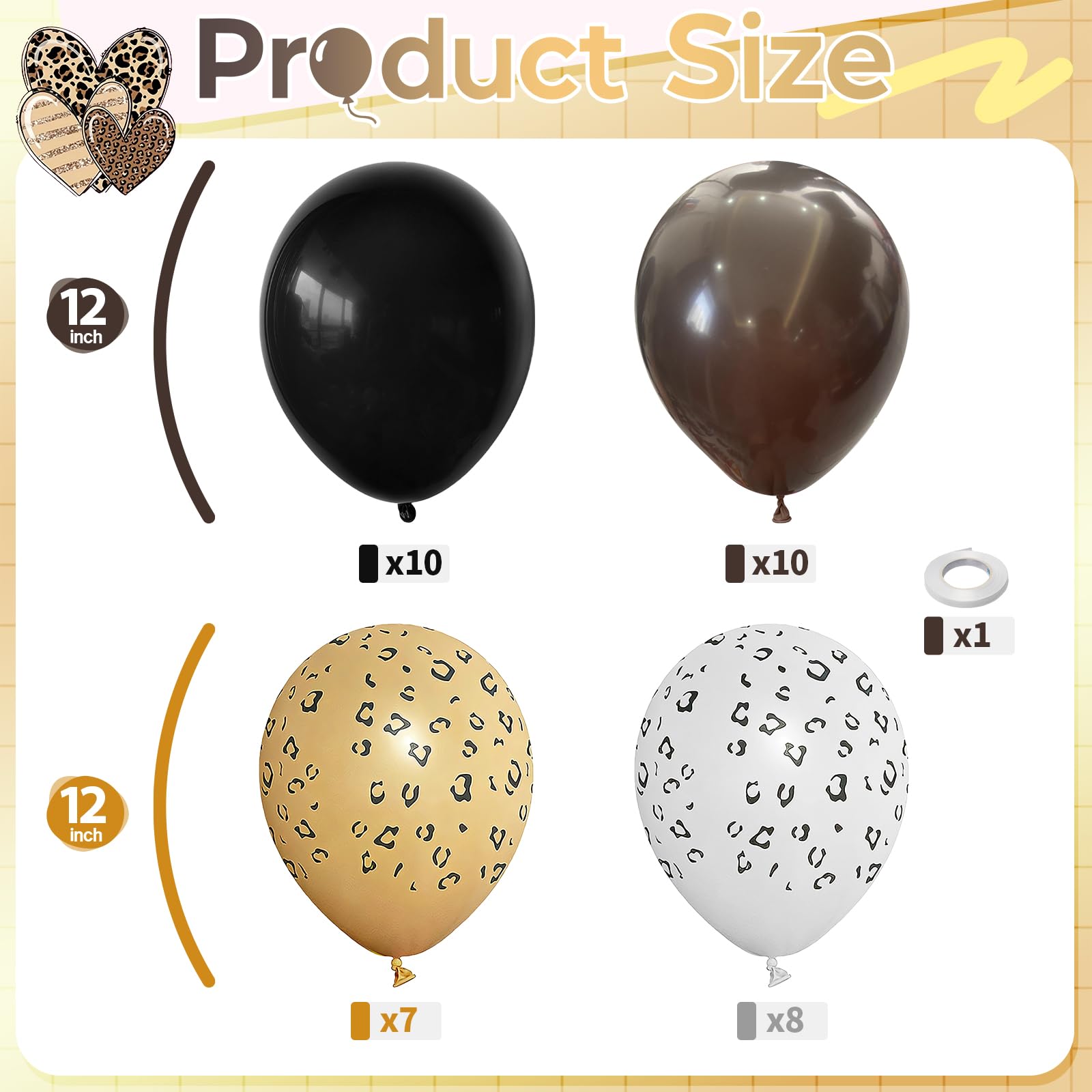 Schwarzes und braunes Geparden-Ballon-Set