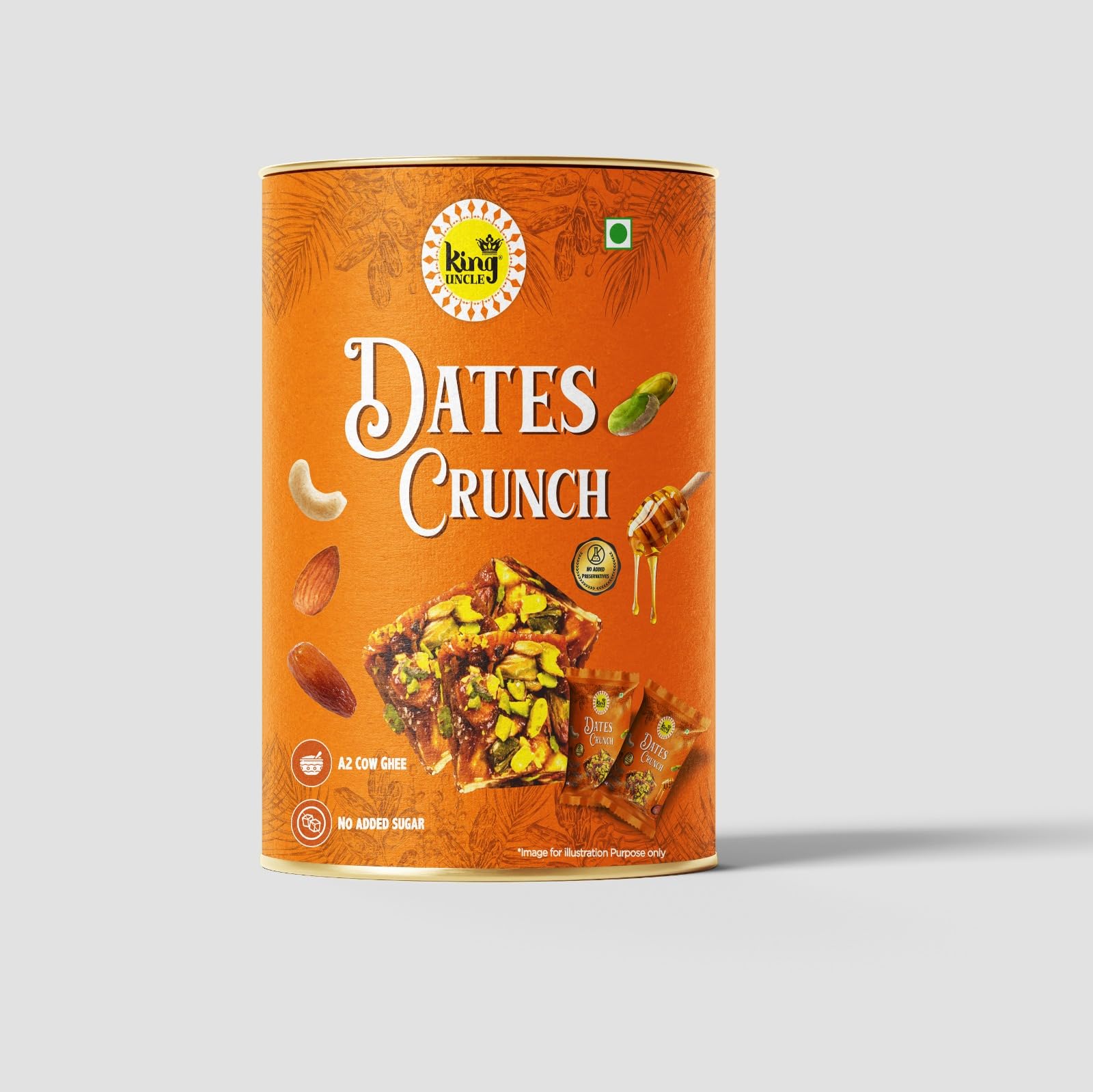 King Uncle Dates Crunch I Sweet made with Dates, Almonds, Pista, Cashews, Honey and A2 Cow Ghee I A Nutty Sweet | Healthy Snacks, Gluten Free, No Added Sugar, No Preservatives, High Protein (225 g, Dates Crunch Jar - Contains 15 Units)-picture-12