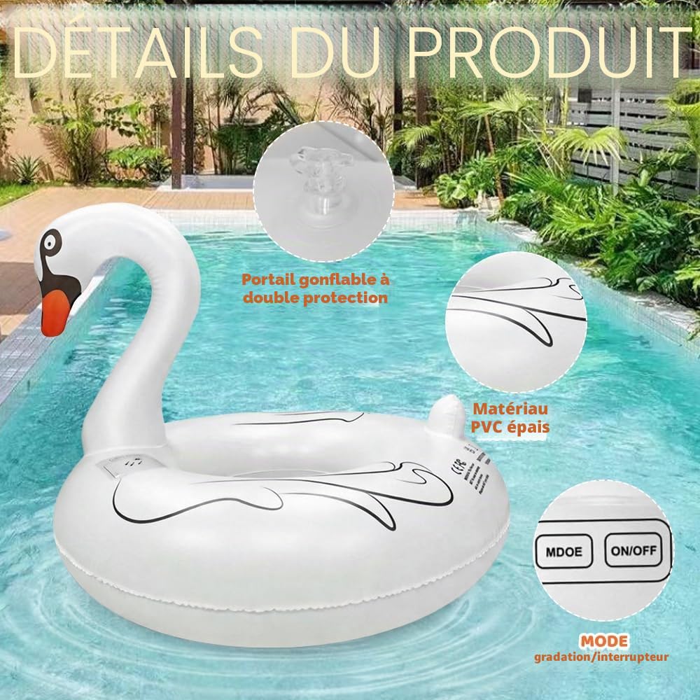 Gonflable Piscine avec Lumières Solaires, TGKYK 100cm Bouee Piscine, 6 Modes Bouee Piscine Adulte, Bouée Gonflable, Anneau Flotteur Gonflable pour Les Fêtes Aquatiques