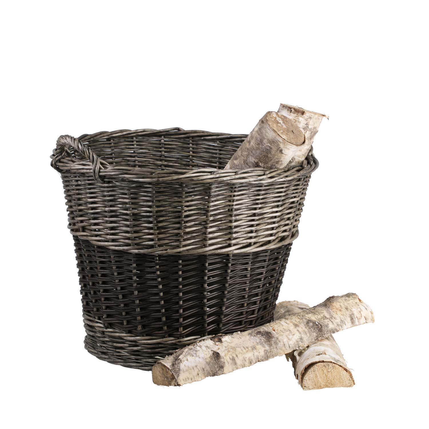 e-wicker24 Wiklinowy kosz kominowy, kosz na drewno kominkowe, koszyk ogrodowy z uchwytami do noszenia