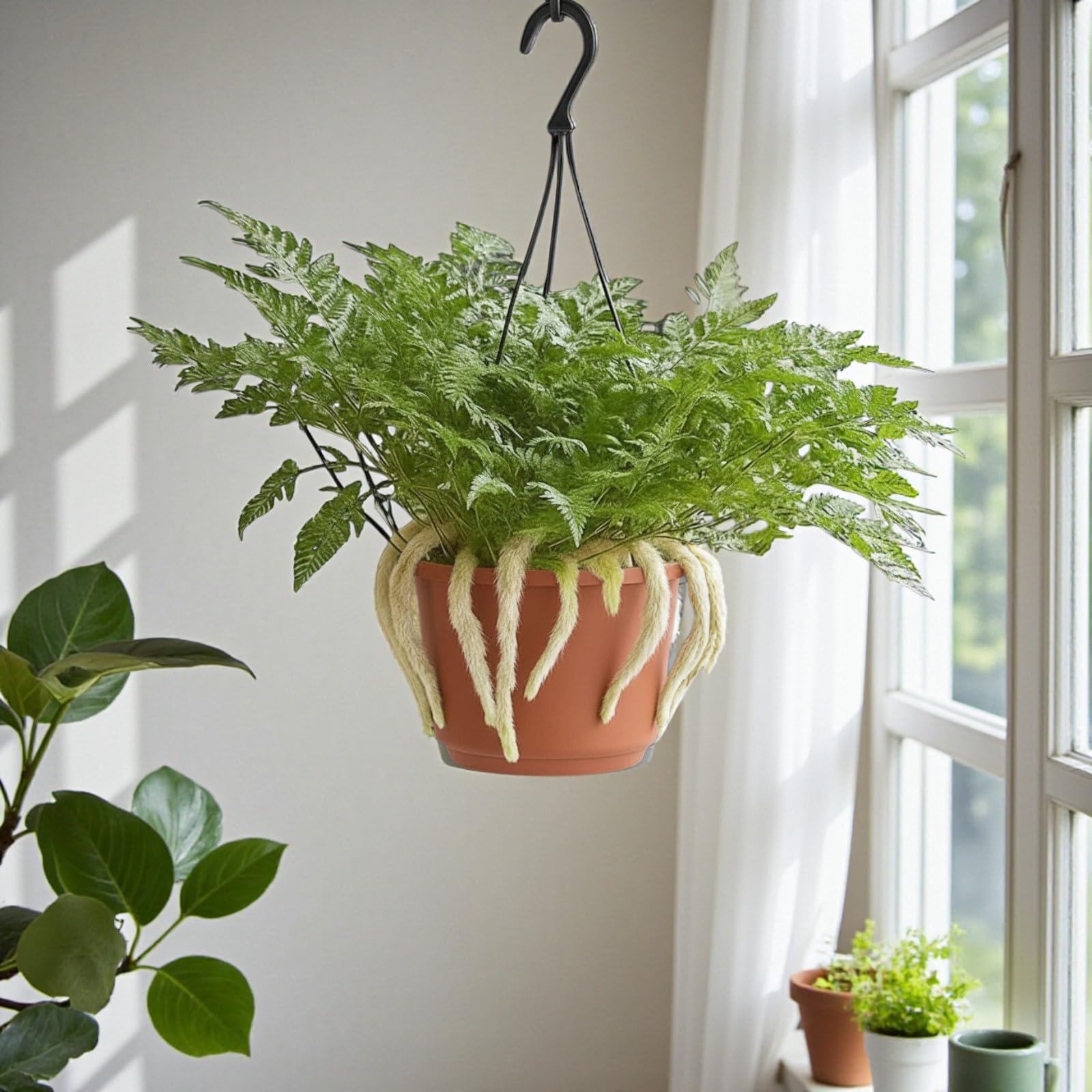 Carbeth Plants White Rabbit Foot Fern in 18cm Hanging Pot