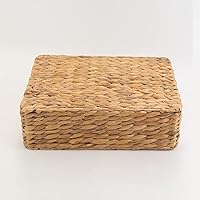 Vista 4 de YAHUAN Water Hyacinth Storage Basket, Handwoven, 15.35L x 12W x 4.72H in, Brown