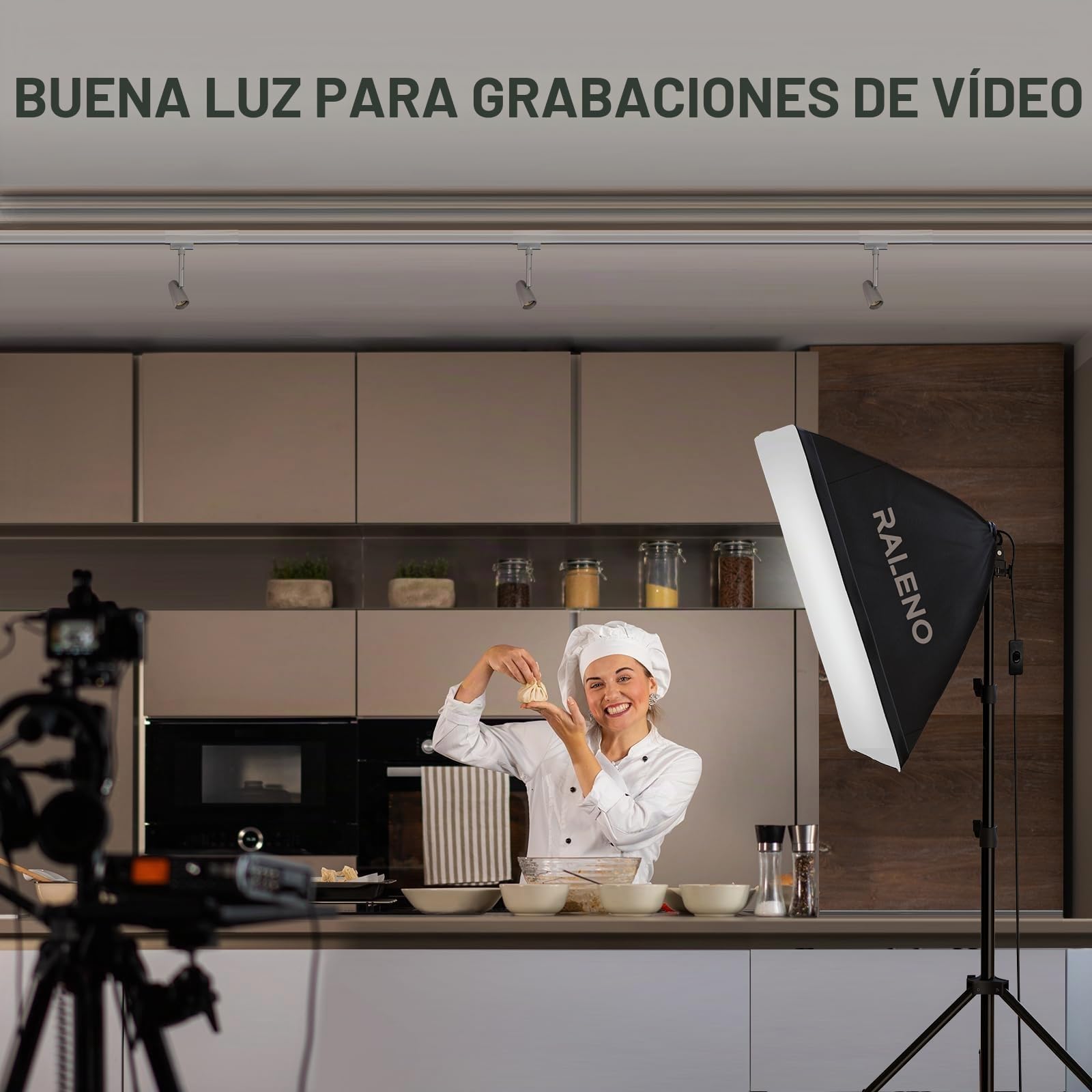 RALENO Studio Softbox Iluminación Kit Fotografía, 2 x 50x50cm Equipo de Iluminación Continuo con 50W LED Bombilla, Trípode Montaje Universal, Bolsa de Tela para Equipo de Estudio Fotográfico