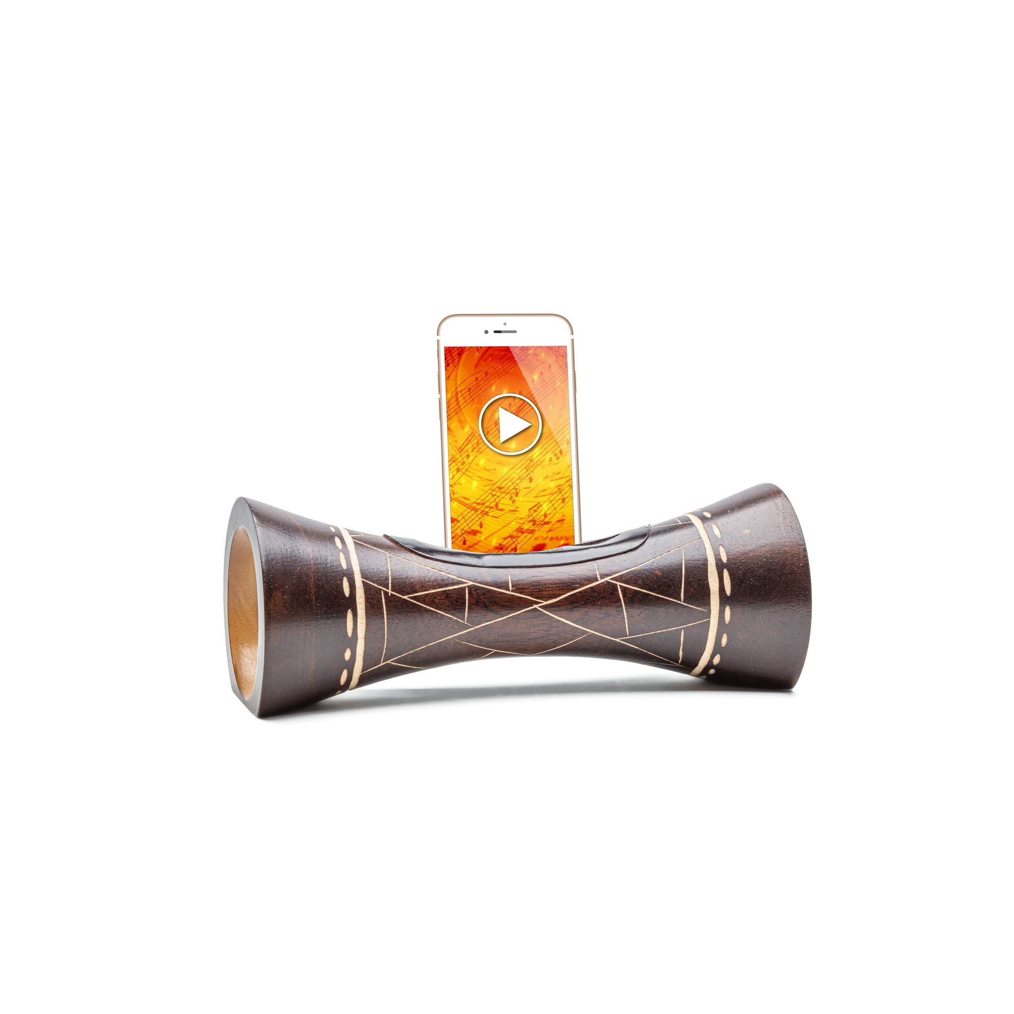 mangobeat® - Enceinte écologique et Universelle en Bois - Amplification de Tous Les Smartphones sans électricité - «Wengé Girafe» 25 cm