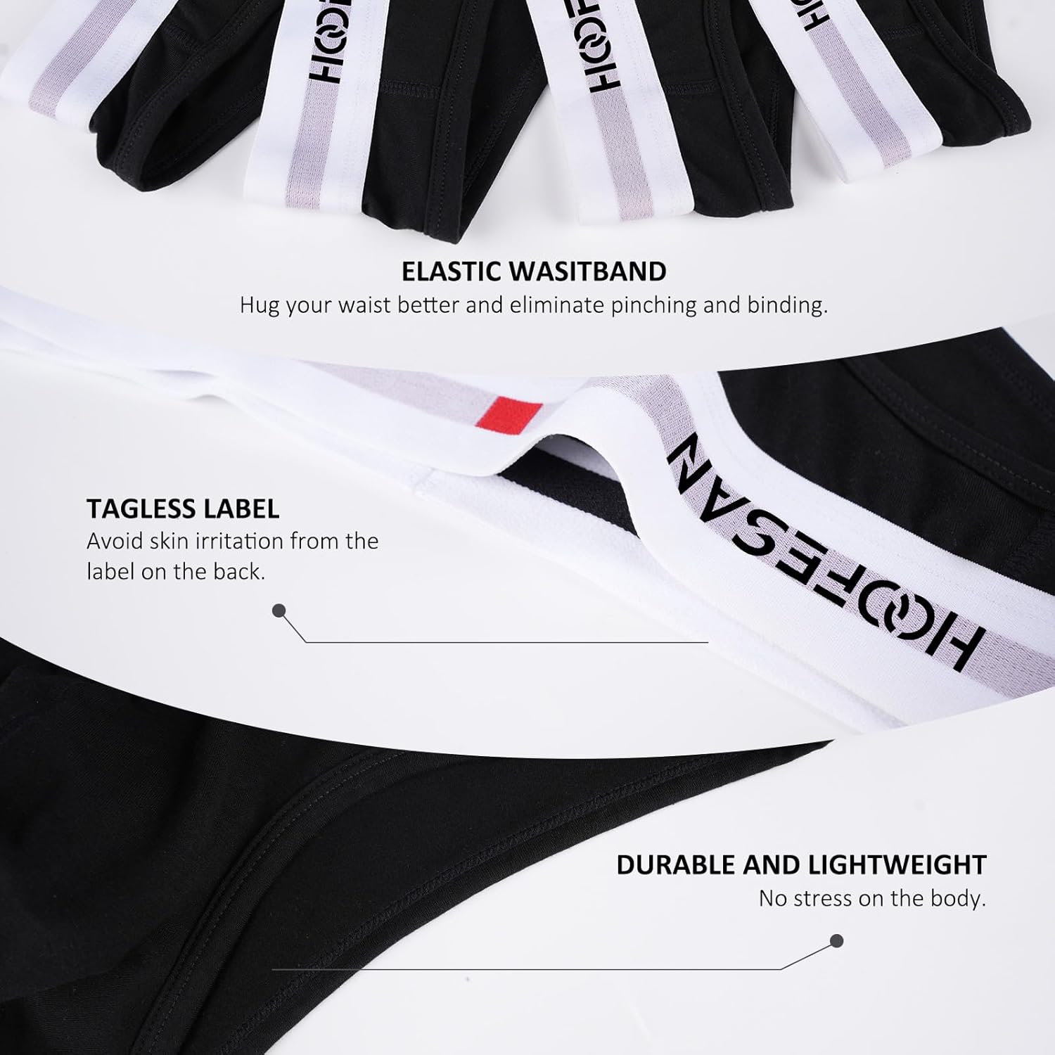 HOOFESAN Mens Underwear Briefs Pack Stretch Cotton Low Rise Briefs for Men Wide Waistband Multipack - Image 3