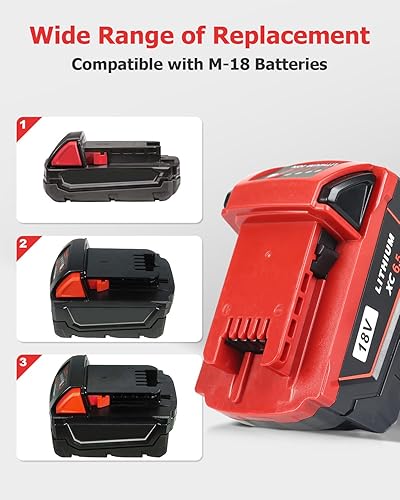 Miniatura 4 de Lenoya Reemplazo de batería de 18V 6.5Ah para Milwaukee M-18 Batería 2Pack 48-11-1820 48-11-1840 48-11-1850 48-11-1828 48-11-1862 48-11-1852