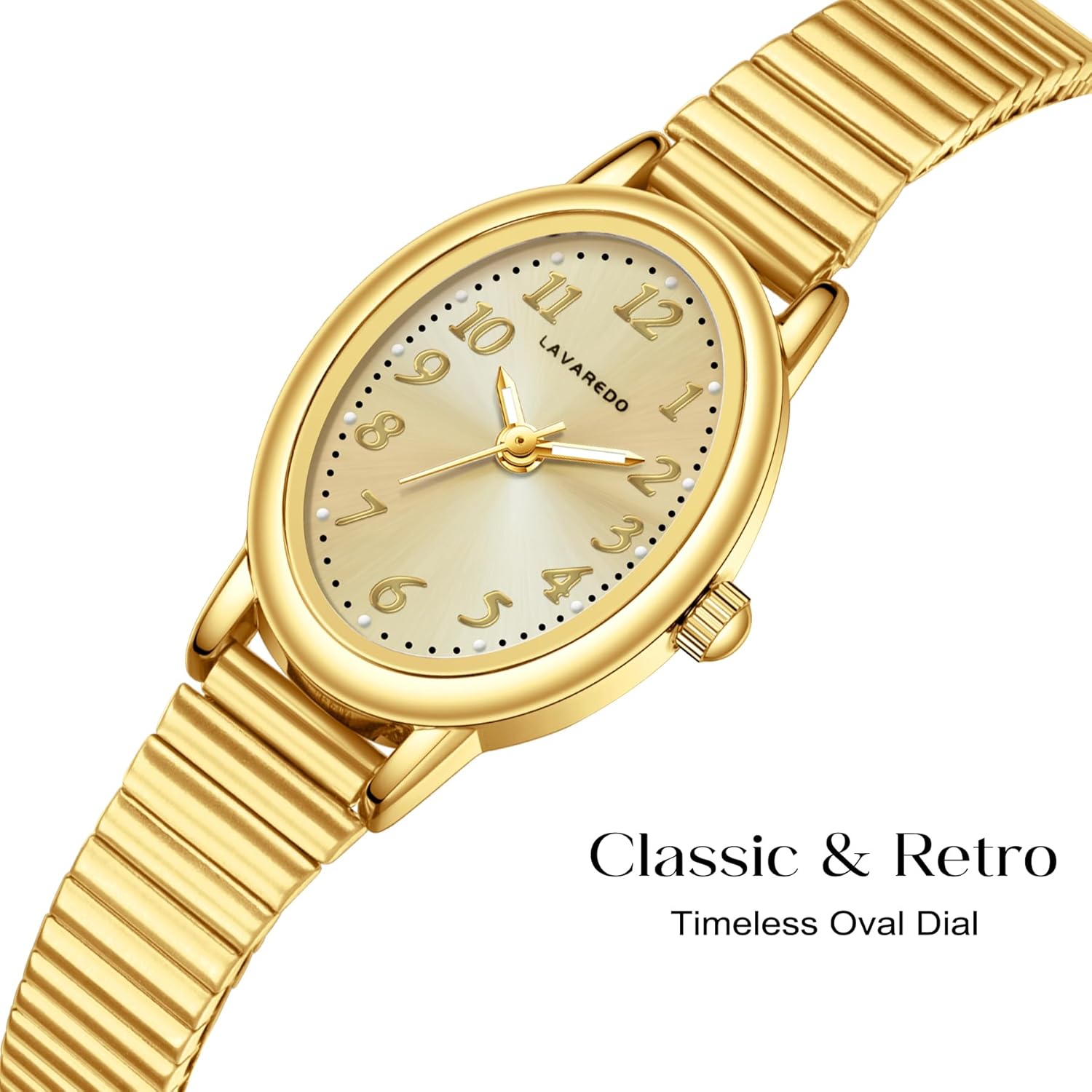 Small Gold Watches for Women, Elegant Analog Womens Watch, Waterproof Ladies Watches with Easy to Read Oval Case, Stainless Steel Expansion Band, Christmas & Birthday Gifts for Women - Image 2