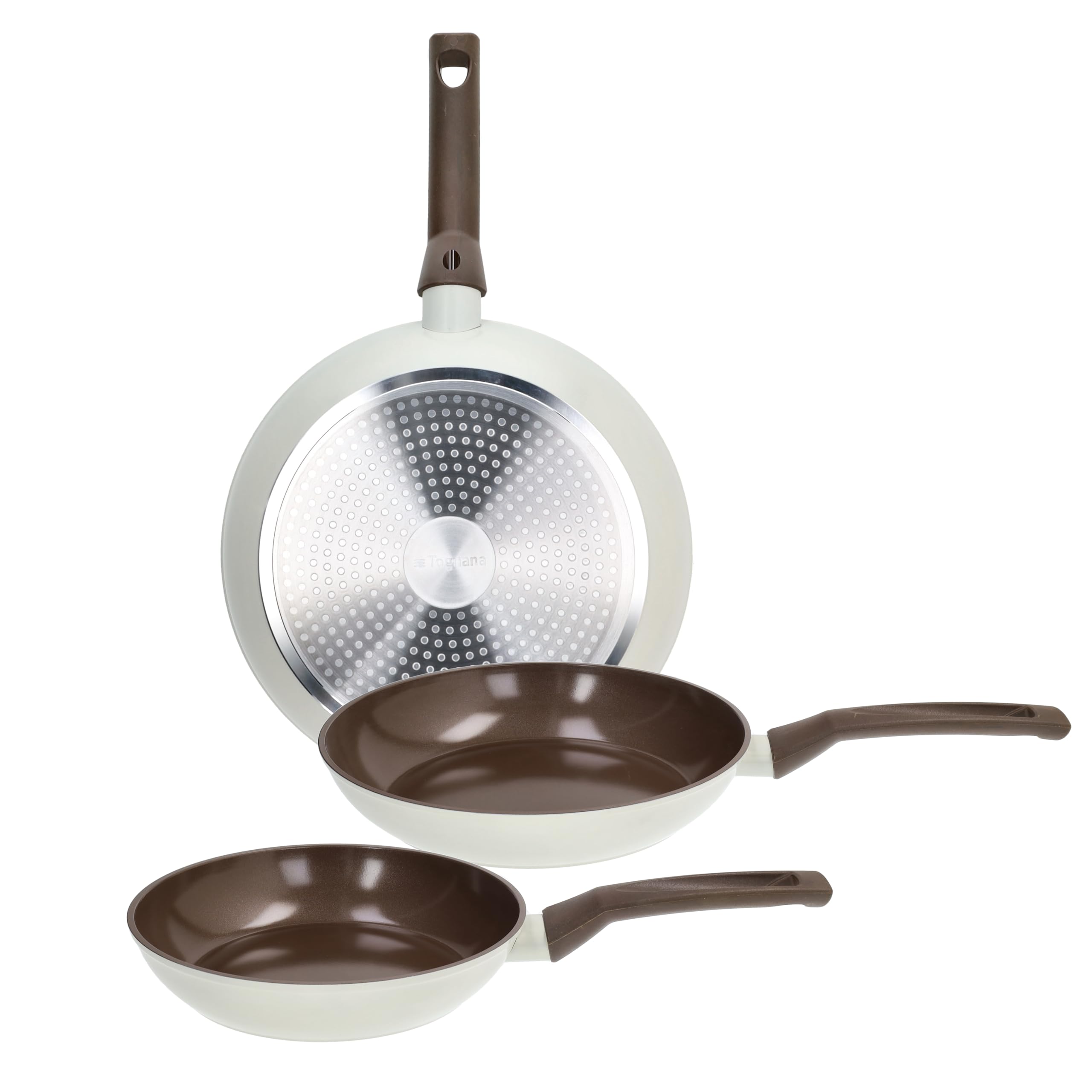 Tognana Sintonia Set of 3 Frying Pans 20/24/28 cm, Forged Aluminium, Beige