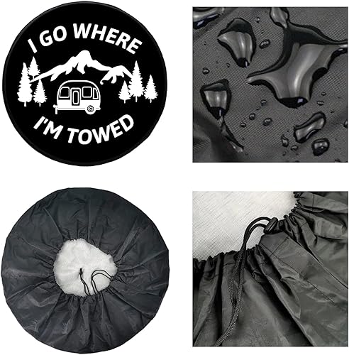 Miniatura 4 de FINGERINSPIRE I GO Where I'm Towed, cubierta de neumático de repuesto a prueba de polvo, protector universal de neumáticos para caravana, viaje,