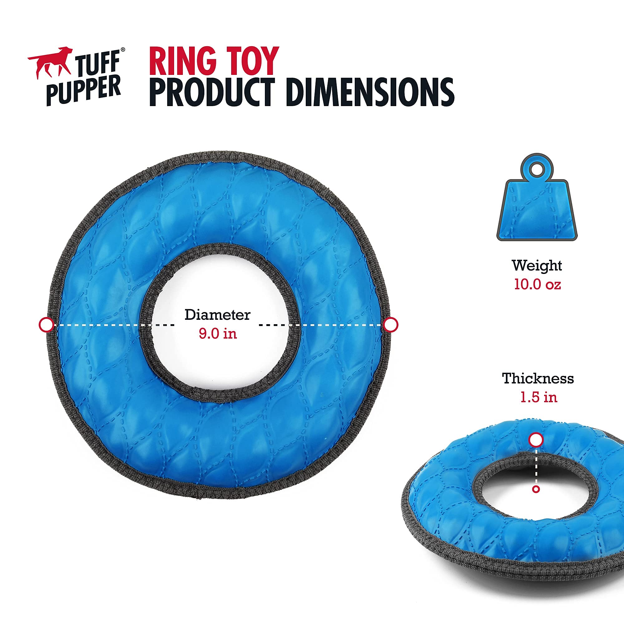 Tuff Pupper Multi-Use Floating Dog Ring Toy & Dog Water Toy | Great Dog Fetch Toy for Exercise - Bounces On Surfaces | NOT for Destructive Chewers
