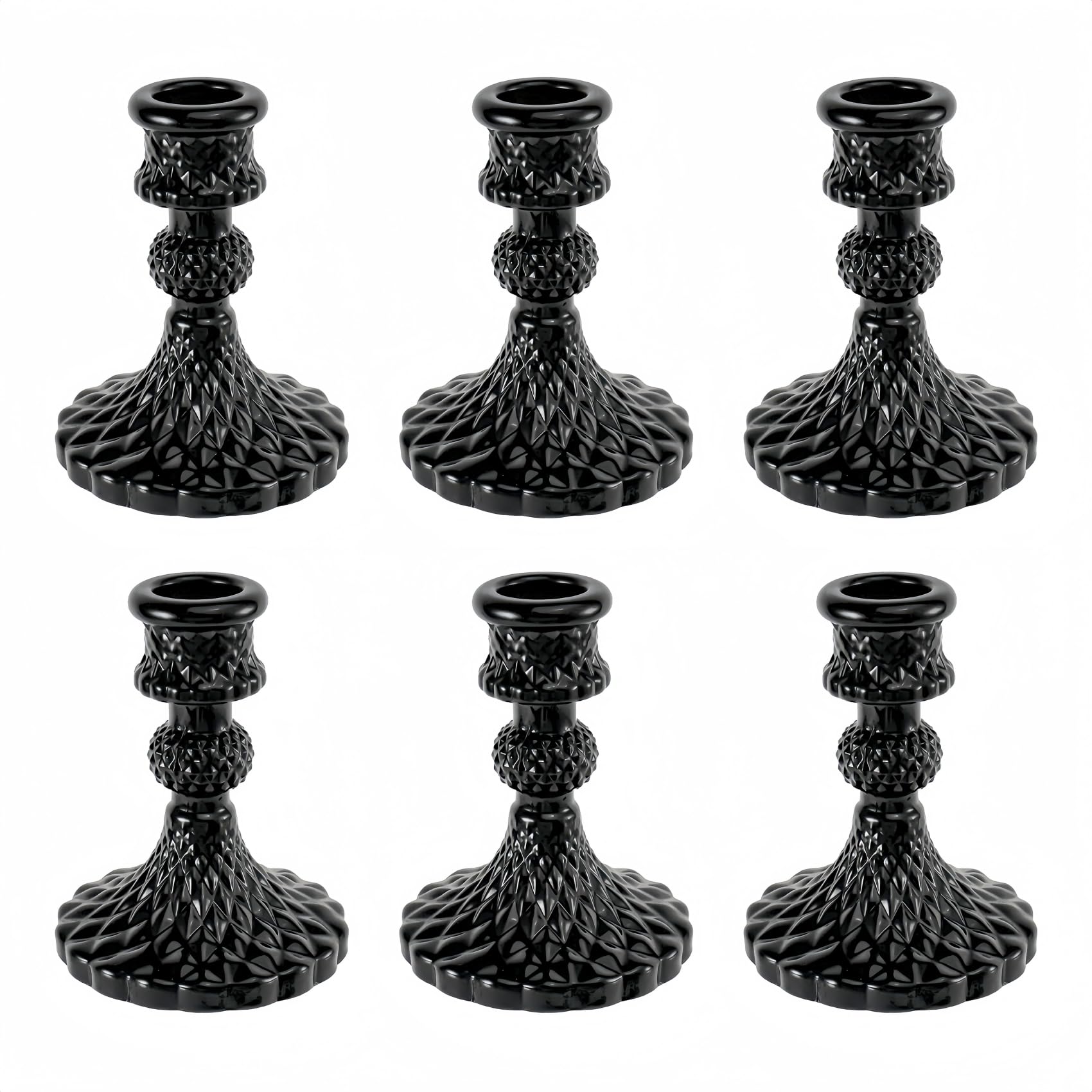 Bougeoirs en verre à rayures diamant noir pour décoration d'intérieur