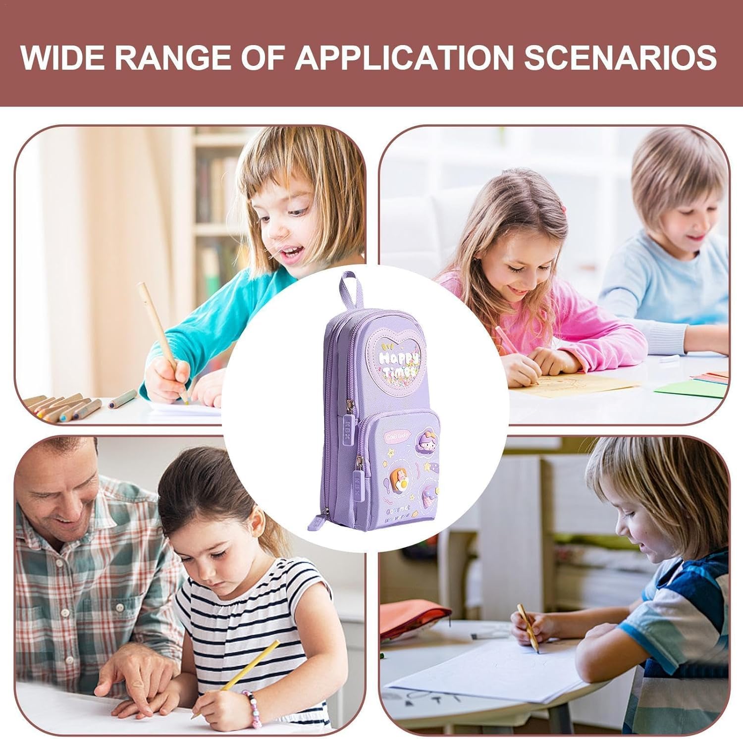 STOFFIER GARTEN Plastic Kawaii Cute Pencil Case 3 Compartment Cute Pencil Case For Girls Aesthetic Large Capacity Pen Pencil Pouch Multifunctional Stationery Organizer For School Office Item (Purple) 1